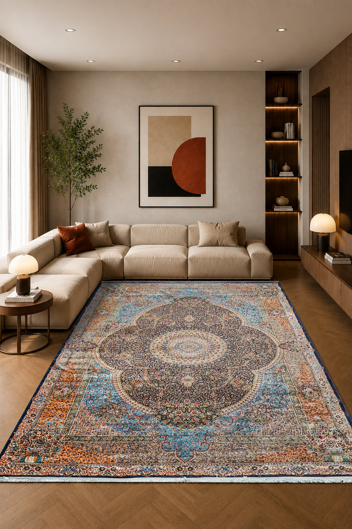 Premium Abrisham Persian Rug 1200 Reeds - Blue