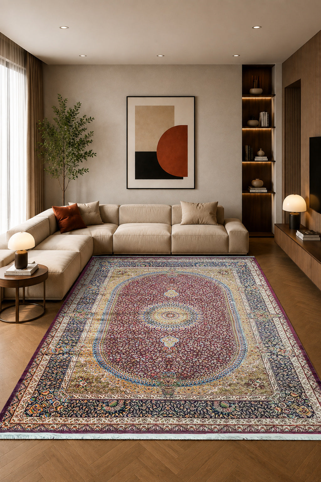 Premium Abrisham Persian Rug 1200 Reeds - Red