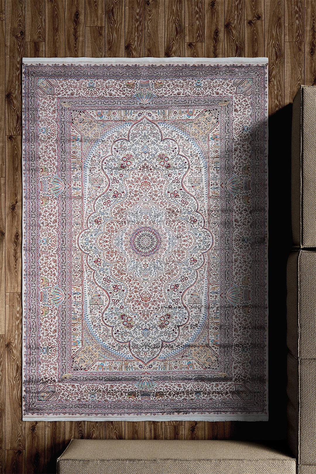 Premium Abrisham Persian Rug 1200 Reeds - Beige