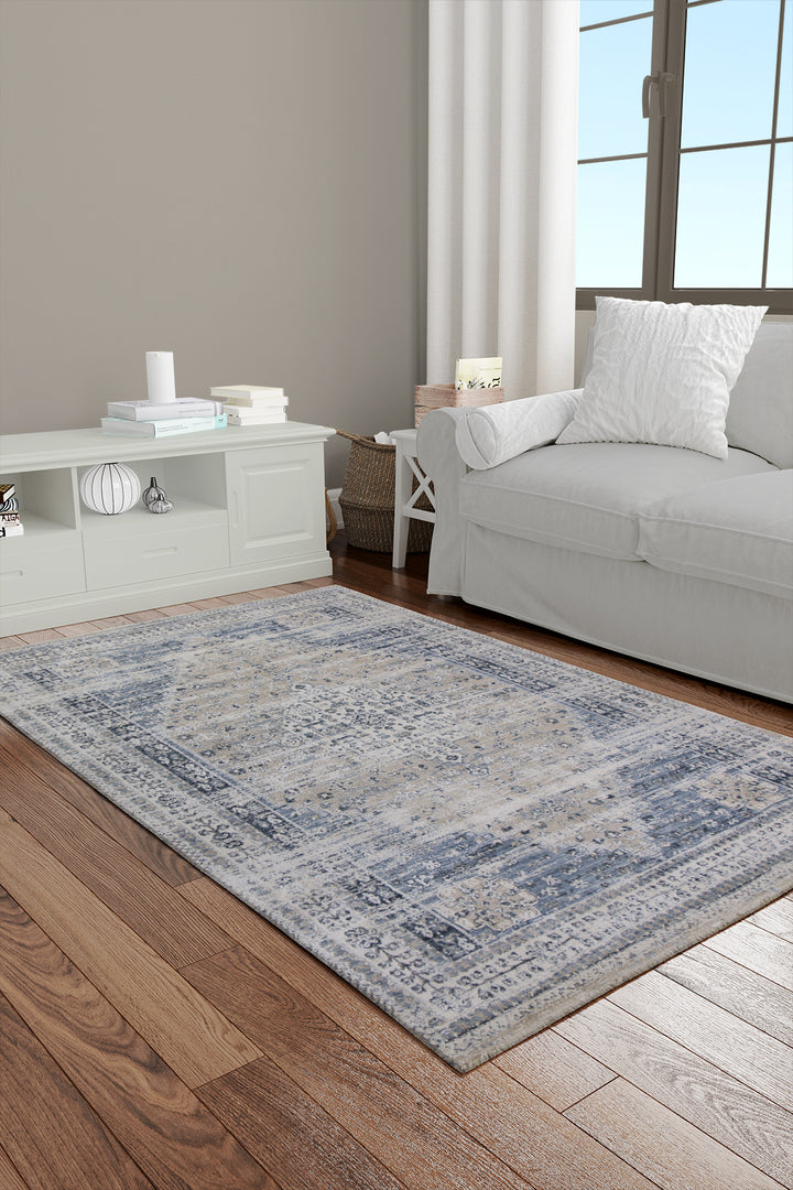 <p>Turkish Modern <strong>Elements Rug</strong>  - Blue - 3.9 x 5.9 FT</p>