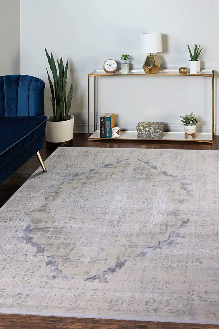 Turkish Premium Sunrise Rug - 6.5 x 9.5 FT - Gray - Resilient Construction for Long-Lasting Use