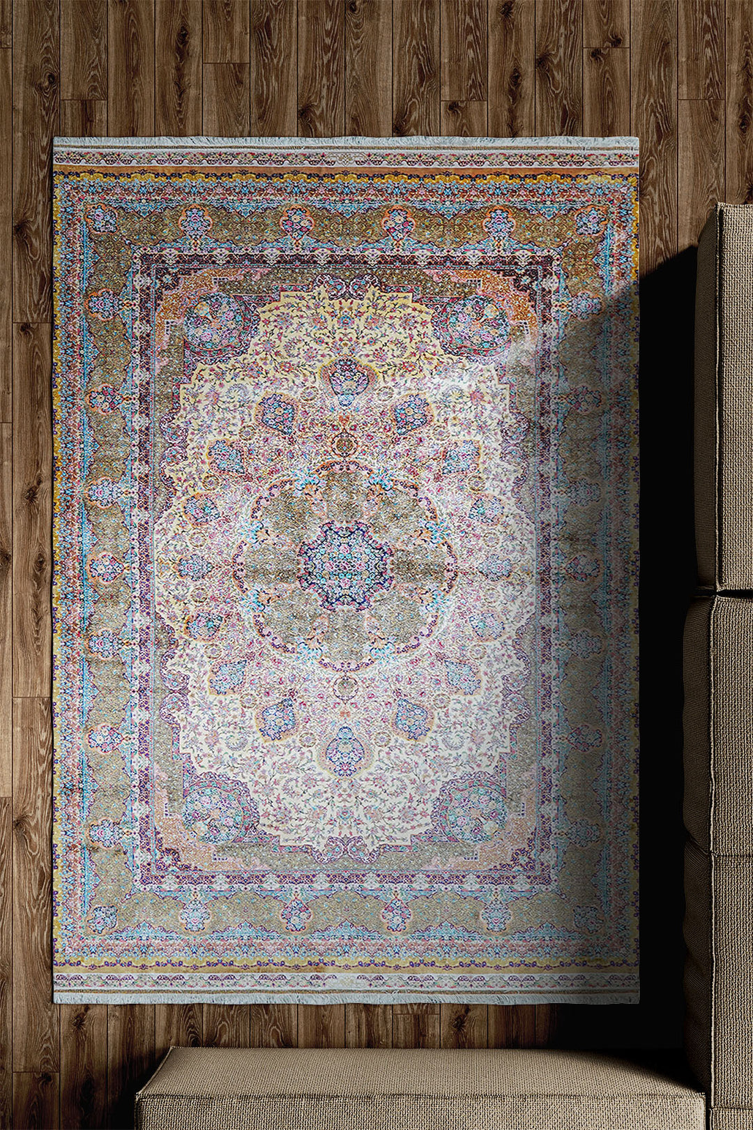 Premium Abrisham Persian Rug 1600 Reeds - Cream