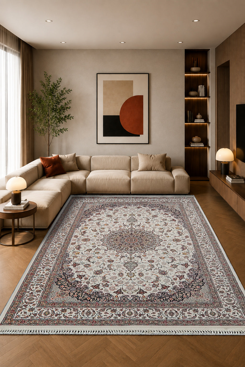 Premium Authentic Persian Rug 1200 Reeds - Cream