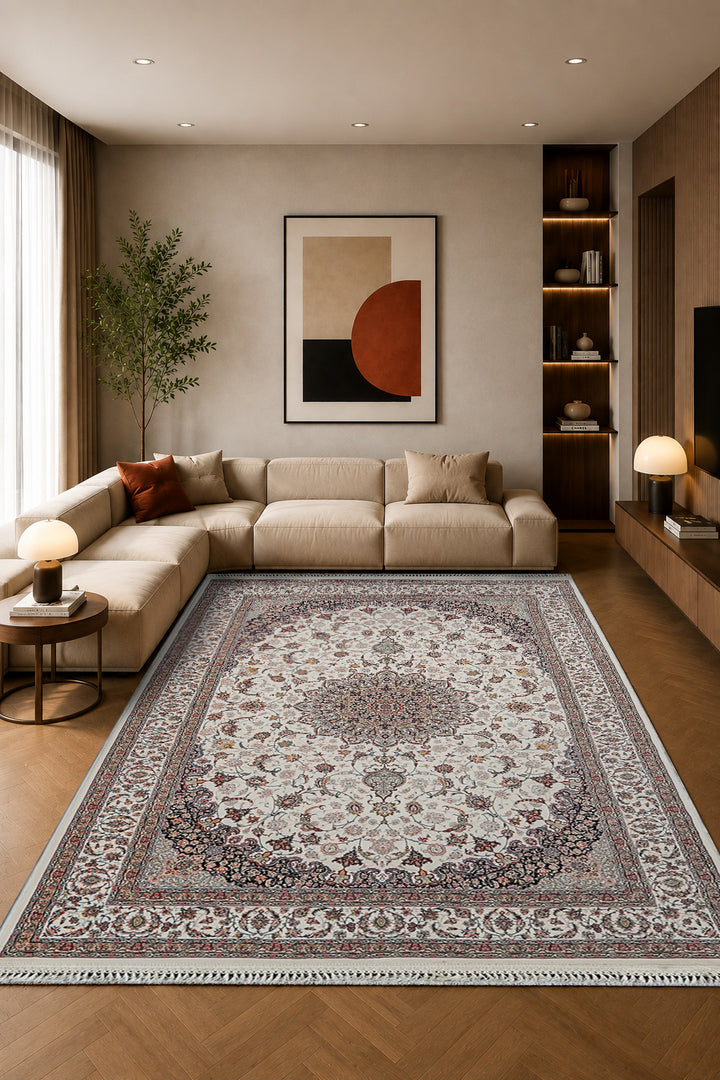 Premium Authentic Persian Rug 1200 Reeds - Cream