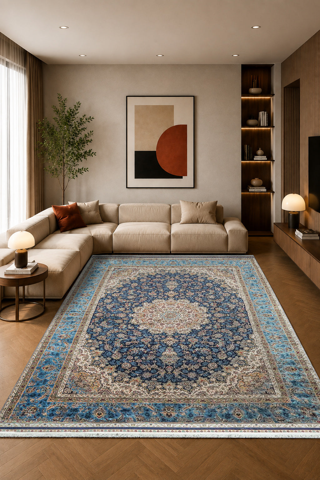 Premium Abrisham Persian Rug 1200 Reeds - Blue