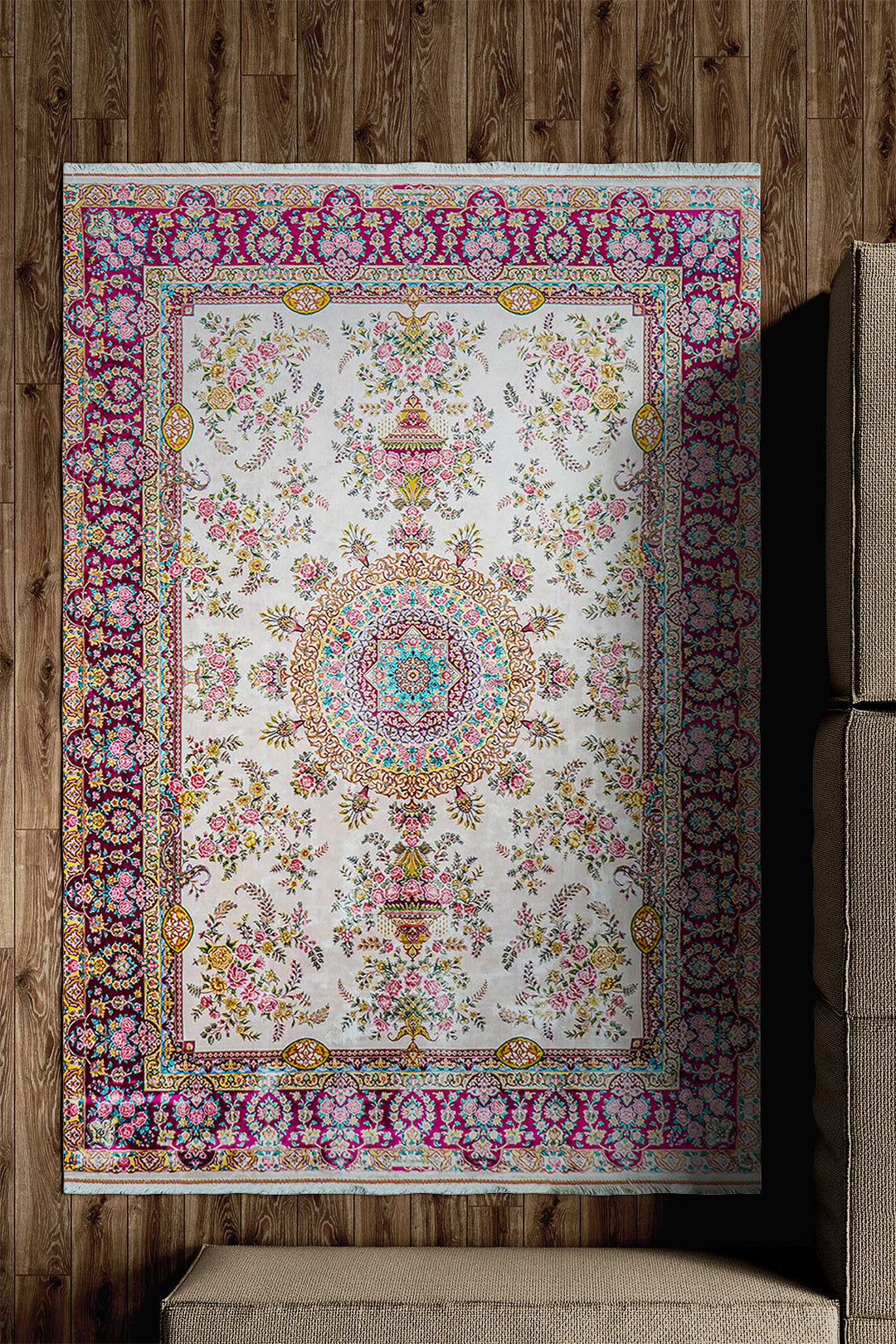 Premium Abrisham Persian Rug 1600 Reeds - Red