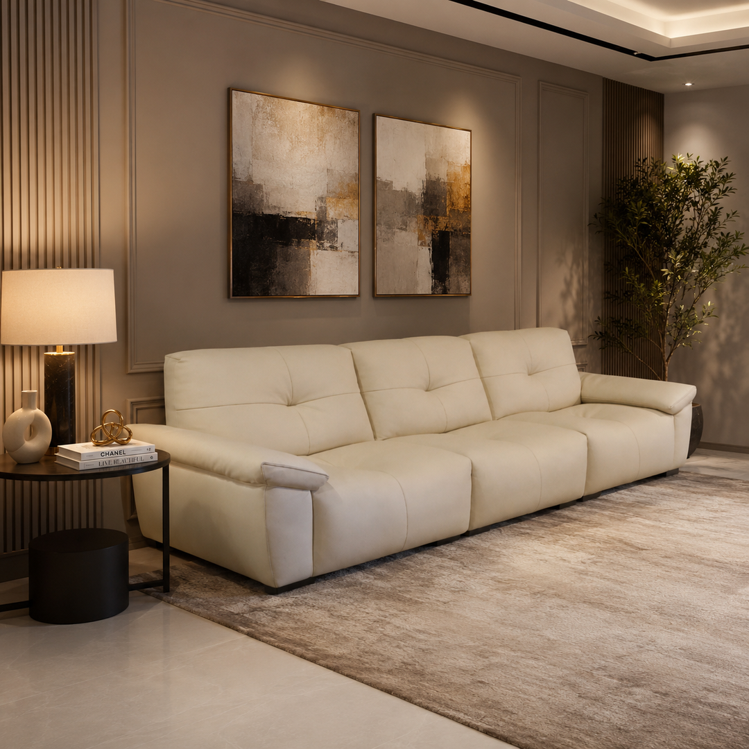 Imported Real Leather Sofa, 6074