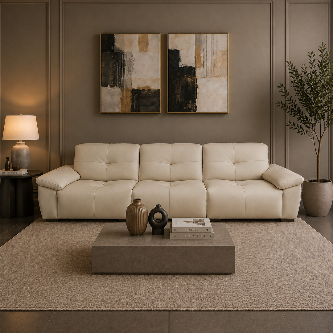 Imported Real Leather Sofa, 6074