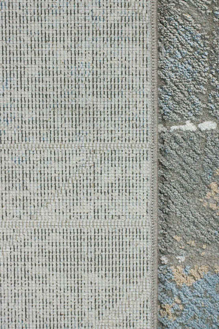 Turkish Modern Festival Viscose Rug - 5.2 x 7.5 FT - Blue  and Gray - Superior Comfort, Modern Style Accent Rugs