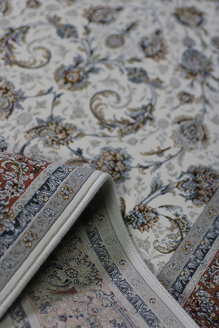 Iranian Premium Quality Authentic 1500 Rug - 2.6 x 4.9 FT - Cream - Resilient Construction for Long-Lasting Use