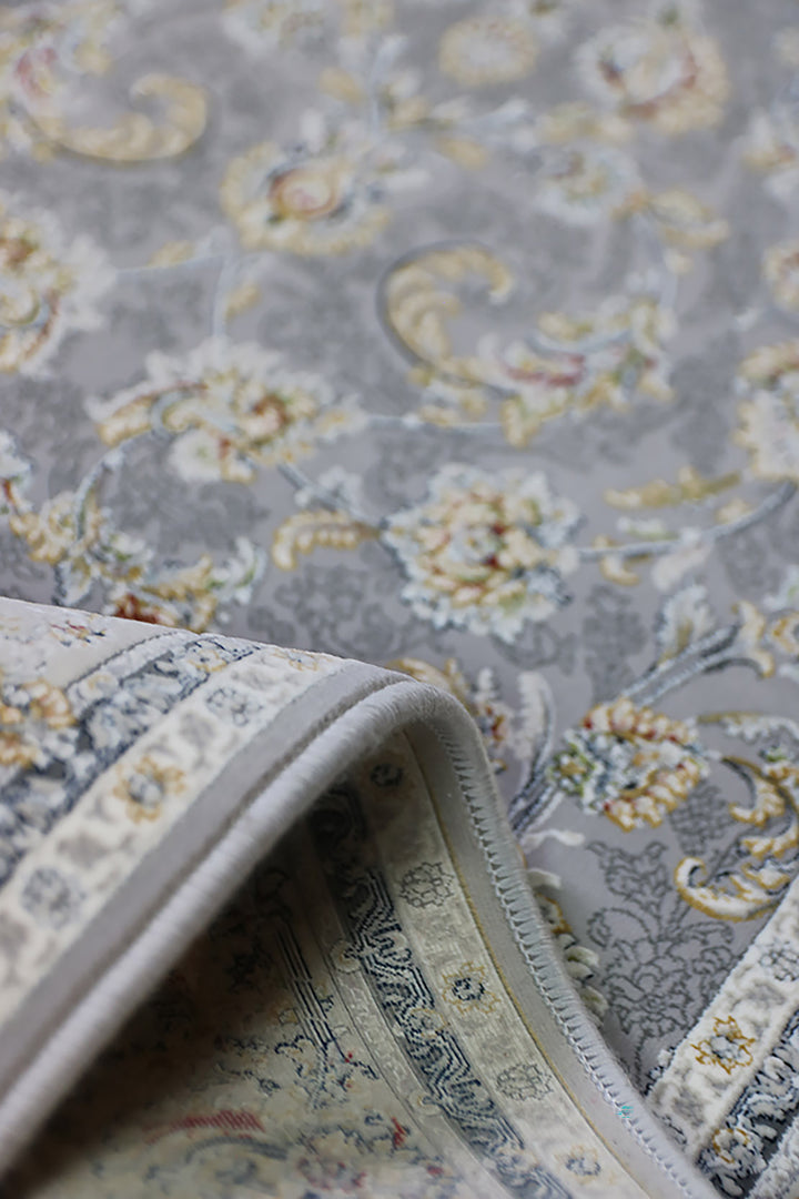 Iranian Premium Quality Authentic 1500 Rug - 2.6 x 4.9 FT - Gray - Resilient Construction for Long-Lasting Use