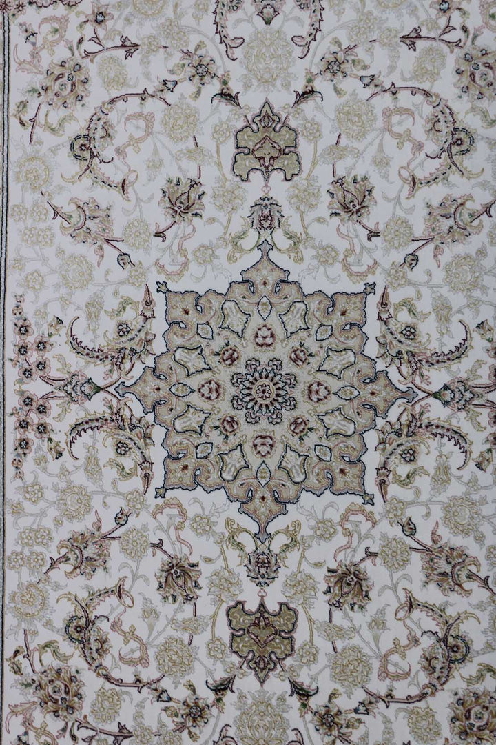 Iranian Premium Quality Authentic 1200 Rug - 3.3 x 4.9 FT - Cream - Resilient Construction for Long-Lasting Use
