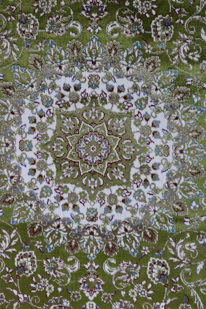 Turkish Modern  Festival Wd Rug  - 6.5 x 9.8 FT - Green -  Luxurious Woven Masterpiece 50% Off!