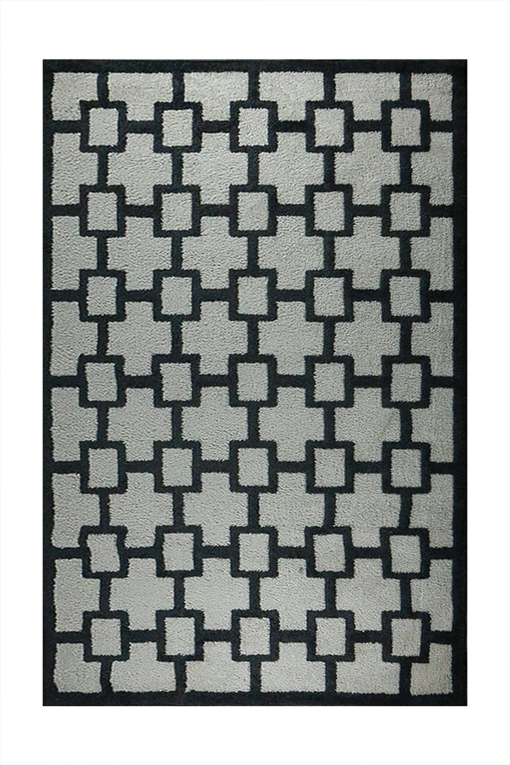 Turkish Plush and Soft Festival WD Shaggy Rug -5.3 x 7.5 FT - Gray and Black - Fluffy Furry Floor Decor Shaggy Rug