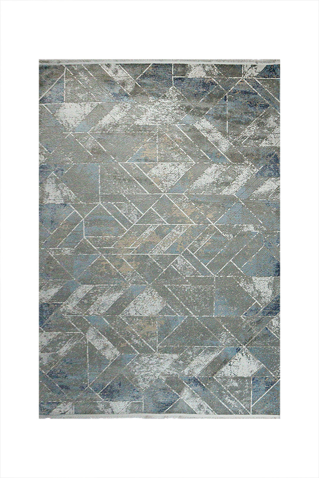 Turkish Modern Festival Viscose Rug - 5.2 x 7.5 FT - Blue  and Gray - Superior Comfort, Modern Style Accent Rugs