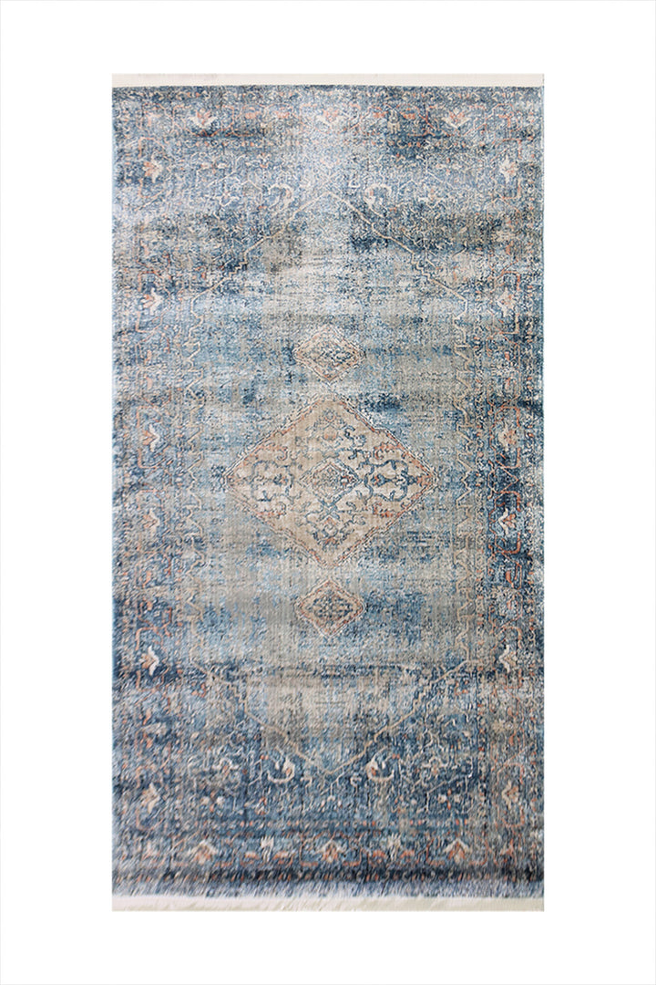 Turkish Modern  Festival Wd Rug  - 2.6 x 3.9 FT - Blue -  Luxurious Woven Masterpiece 50% Off!