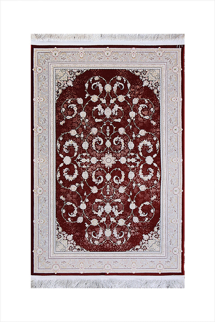 Iranian Premium Quality Authentic 1500 Rug - 3.3 x 4.9 FT - Red - Resilient Construction for Long-Lasting Use