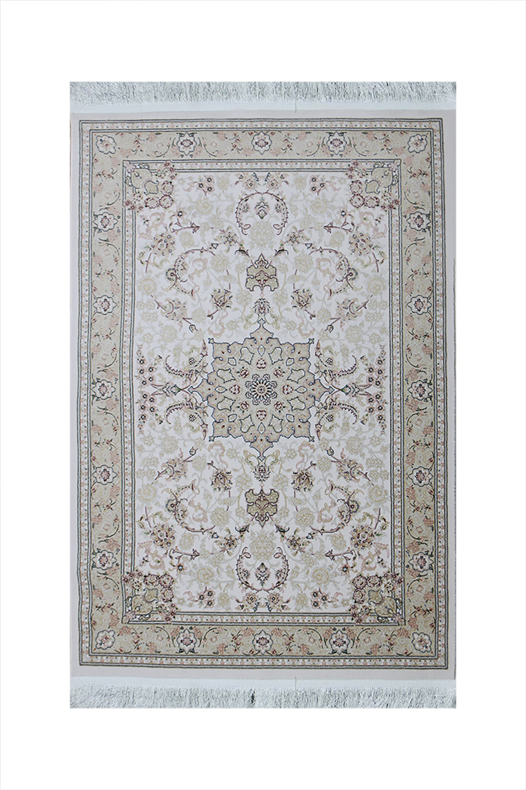 Iranian Premium Quality Authentic 1200 Rug - 3.3 x 4.9 FT - Cream - Resilient Construction for Long-Lasting Use