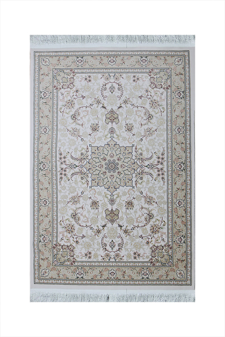 Iranian Premium Quality Authentic 1200 Rug - 3.3 x 4.9 FT - Cream - Resilient Construction for Long-Lasting Use