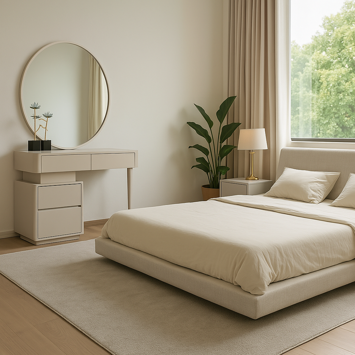 Modern Loft Bed with Side Tables and Dressing Table