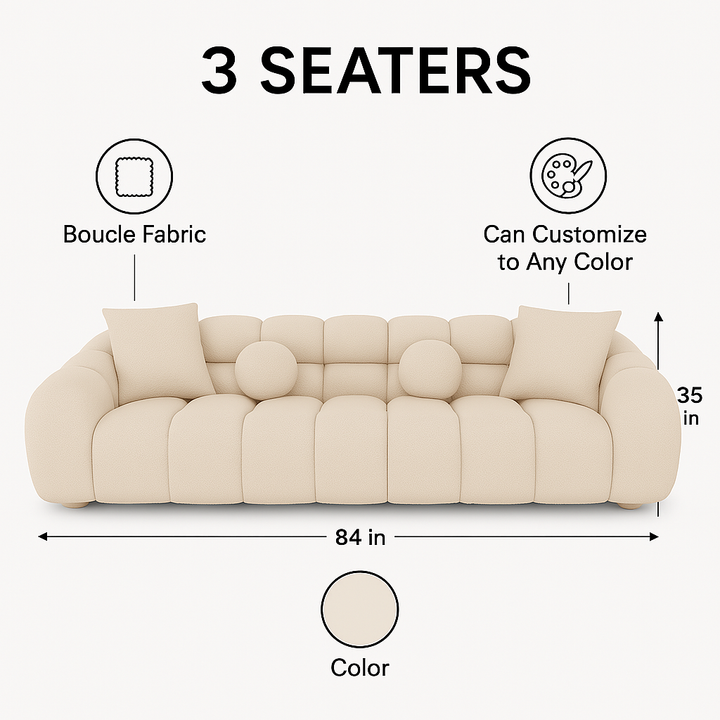 Modern Boucle Bounce Sofa, Comfy Couch for Living Room Home Office