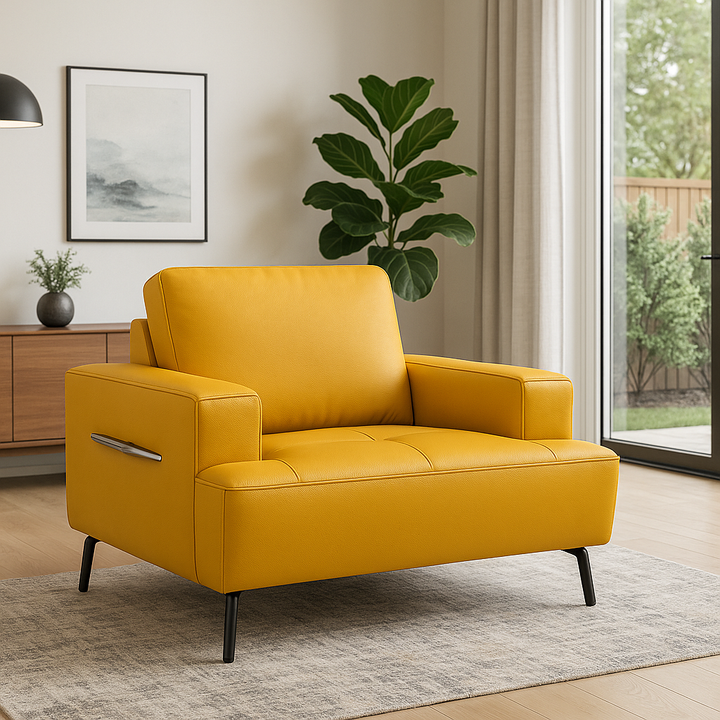 Imported Real Leather Sofa, Model No. ZM915