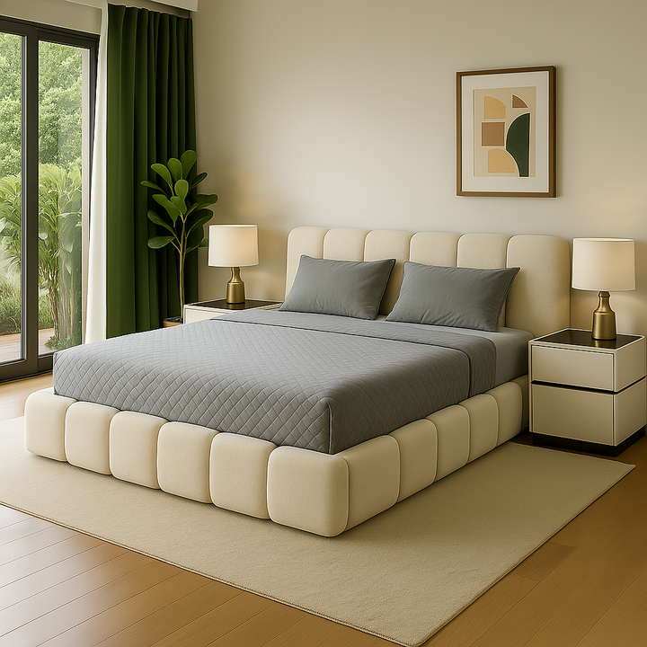 Modern King Size Teddy Bed With Side Tables