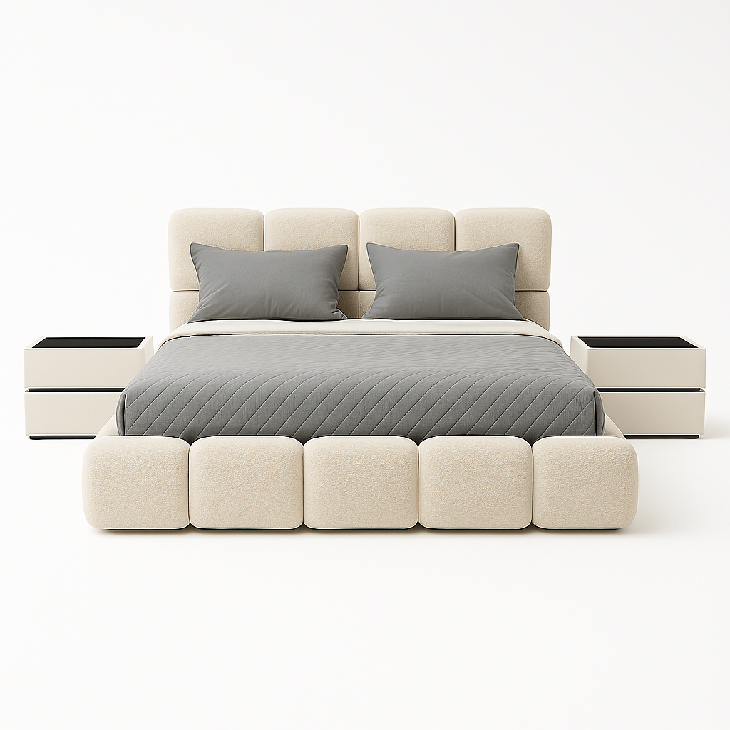 Modern King Size Teddy Bed With Side Tables