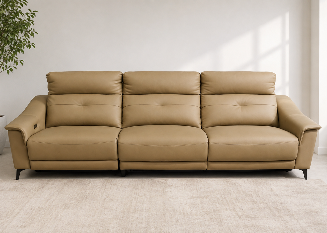 Imported Real Leather Recliner Sofa, 6075