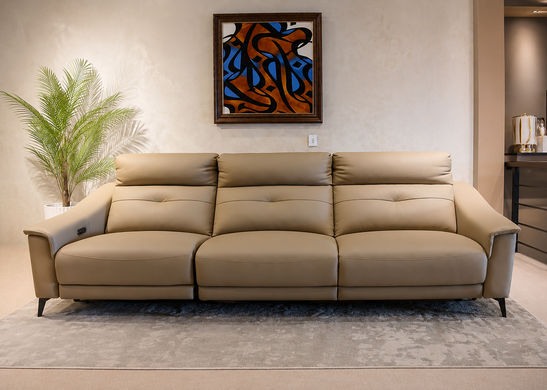 Imported Real Leather Recliner Sofa, Model No. 6075