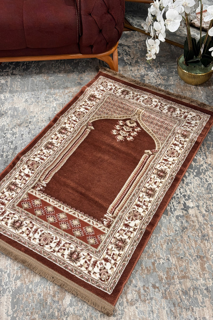 Turkish Style Acrylic Sajjadeh Prayers Mat -Red - Soft, Durable, and Easy to Clean