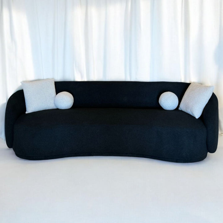 Modern Boucle Curve Sofa 4 Seater, Comfy Couch for Living Room Home Office