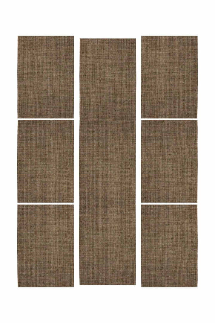 CLASSIC MAT SEVEN PCS SET WITH RUNNER Brown - V Surfaces