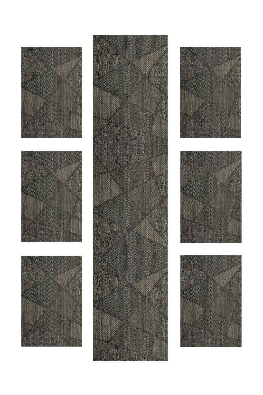 CLASSIC MAT SEVEN PCS SET WITH RUNNER Dark Gray - V Surfaces