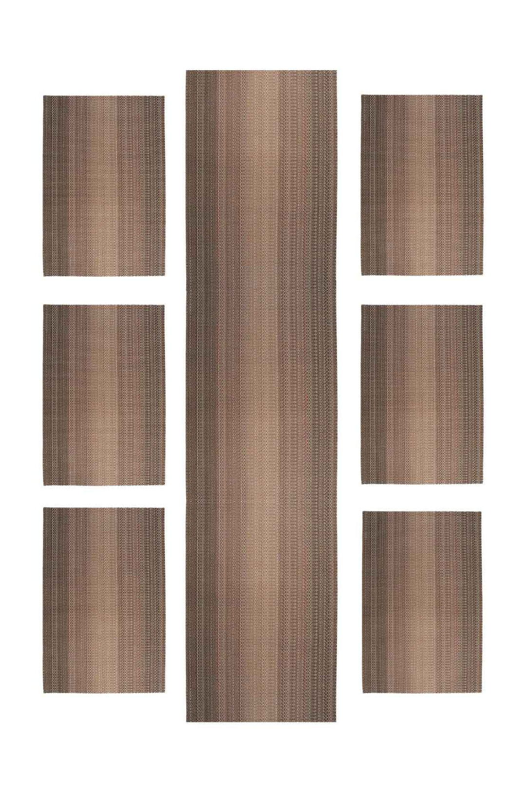 CLASSIC MAT SEVEN PCS SET WITH RUNNER L. Brown - V Surfaces