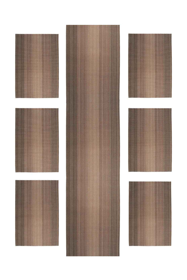 CLASSIC MAT SEVEN PCS SET WITH RUNNER L. Brown - V Surfaces
