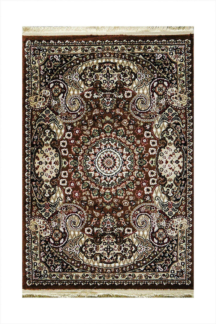 Classical and Traditional Design - 3.2 x 4.9 FT - Brown - Kirman Rug - Superior Elegant Rug for Living Room - V Surfaces