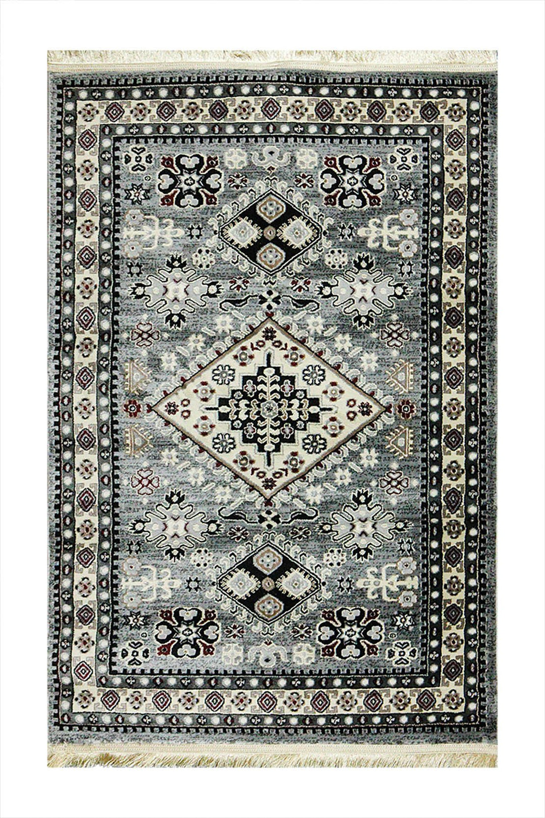 Classical and Traditional Design - 3.2 x 4.9 FT - Cream and Gray - Emerald Rug - Superior Elegant Rug for Living Room - V Surfaces