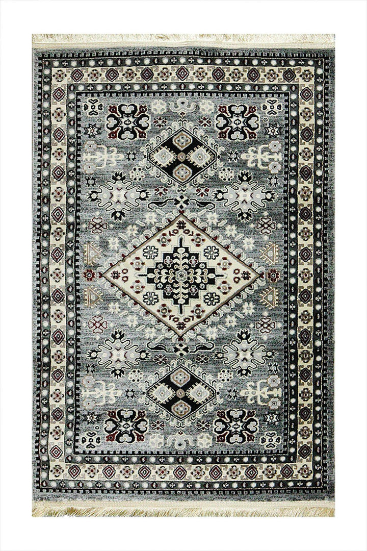 Classical and Traditional Design - 3.2 x 4.9 FT - Cream and Gray - Emerald Rug - Superior Elegant Rug for Living Room - V Surfaces