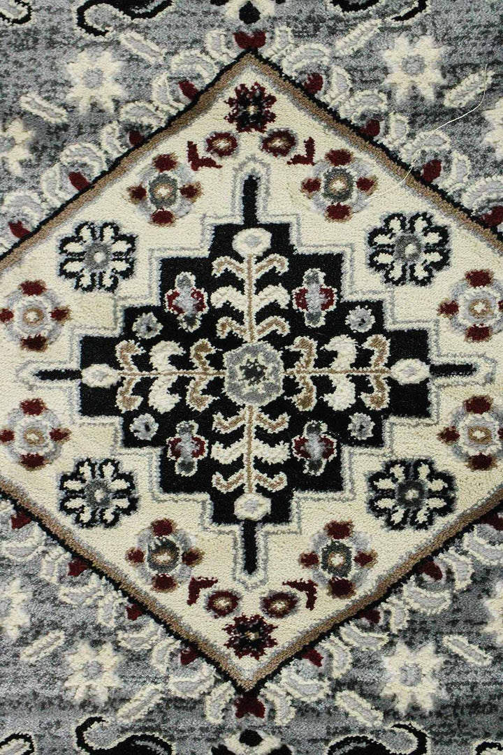 Classical and Traditional Design - 3.2 x 4.9 FT - Cream and Gray - Emerald Rug - Superior Elegant Rug for Living Room - V Surfaces