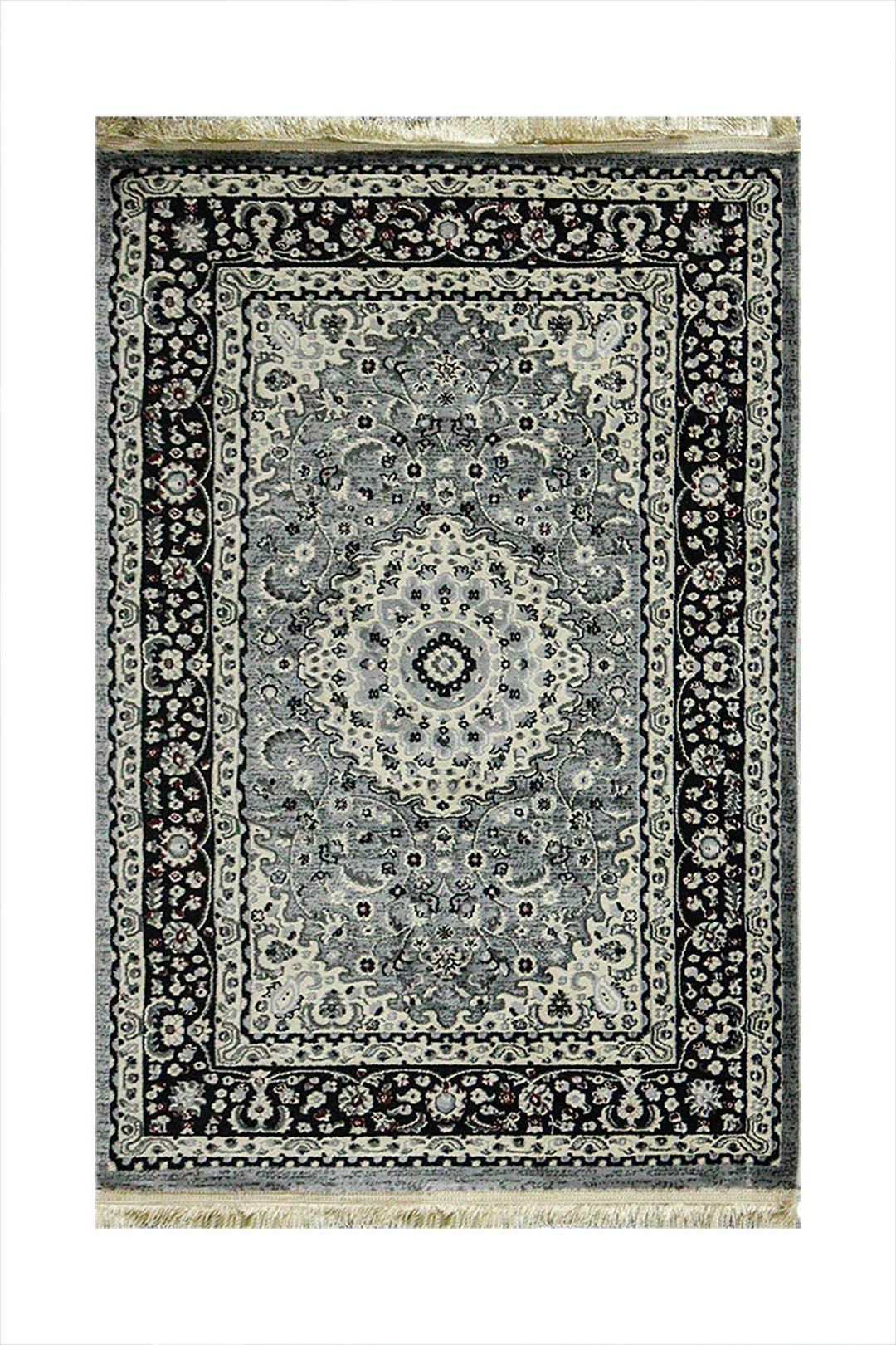 Classical and Traditional Design - 3.2 x 4.9 FT - Gray and Cream - Emerald Rug - Superior Elegant Rug for Living Room - V Surfaces