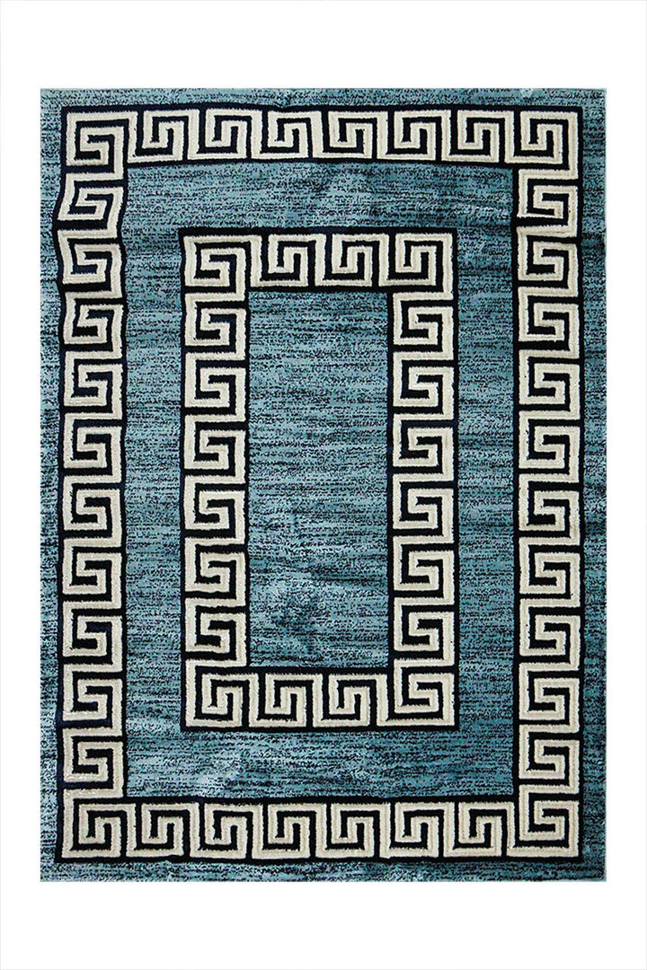 Classical and Traditional Design - 3.9 x 5.5 FT - Blue and Cream - Kazak Rug - Superior Elegant Rug for Living Room - V Surfaces