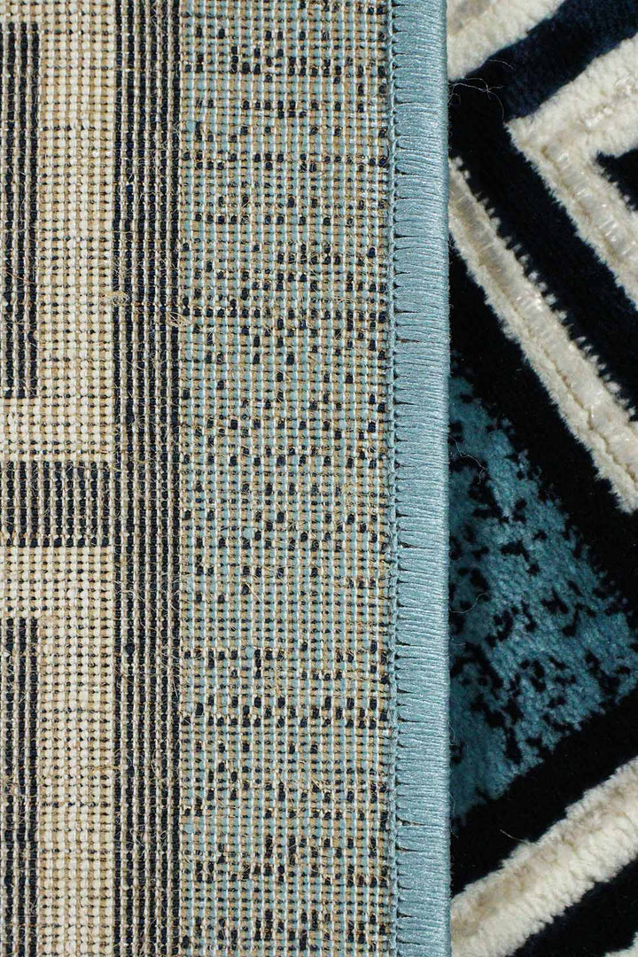 Classical and Traditional Design - 3.9 x 5.5 FT - Blue and Cream - Kazak Rug - Superior Elegant Rug for Living Room - V Surfaces