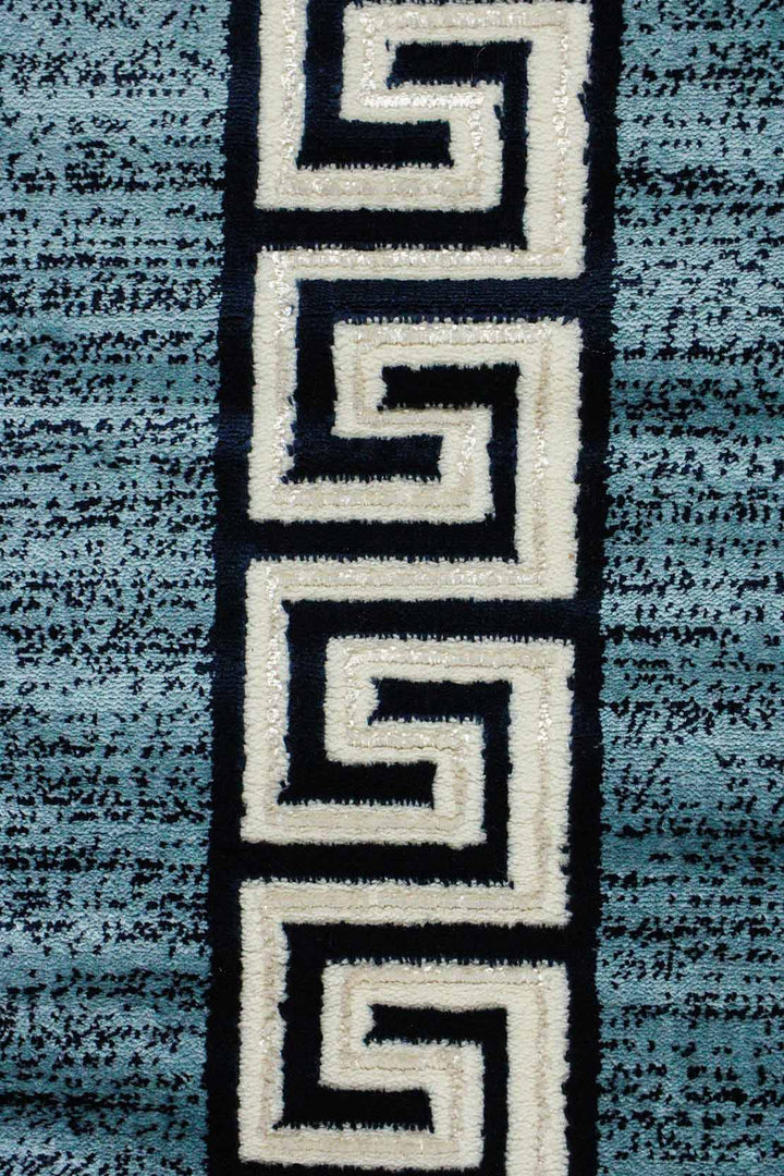 Classical and Traditional Design - 3.9 x 5.5 FT - Blue and Cream - Kazak Rug - Superior Elegant Rug for Living Room - V Surfaces