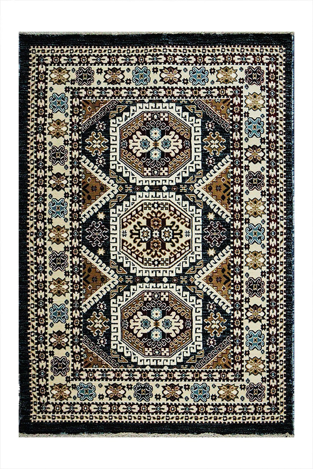 Classical and Traditional Design - 3.9 x 5.5 FT - Brown - Kazak Rug - Superior Elegant Rug for Living Room - V Surfaces