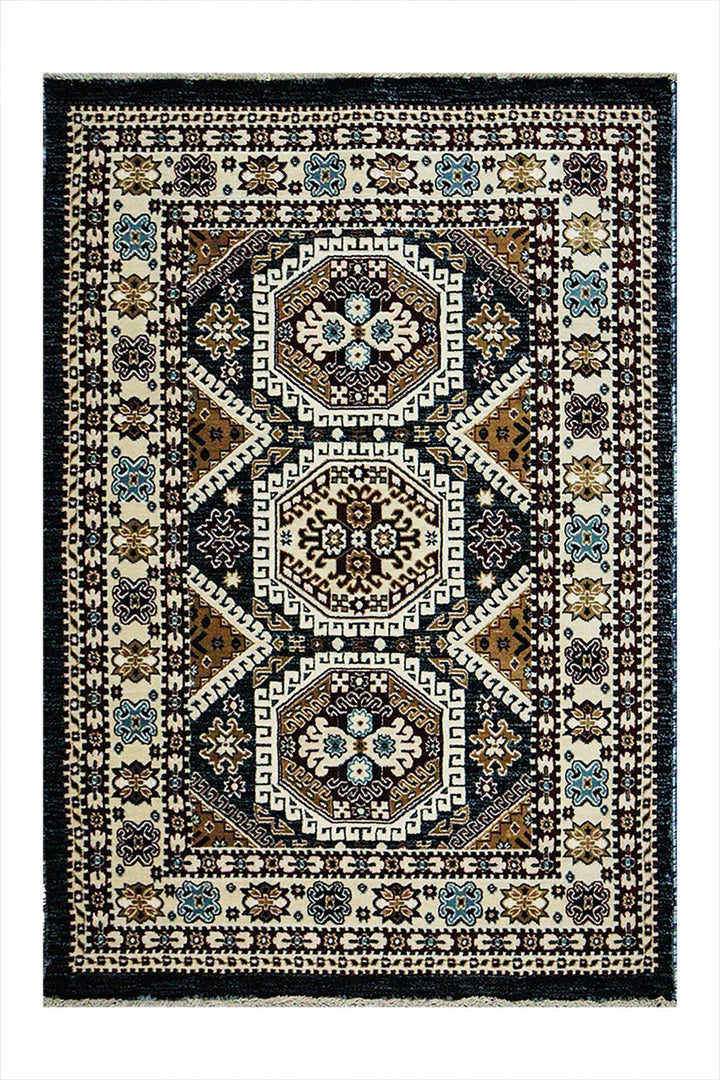Classical and Traditional Design - 3.9 x 5.5 FT - Brown - Kazak Rug - Superior Elegant Rug for Living Room - V Surfaces