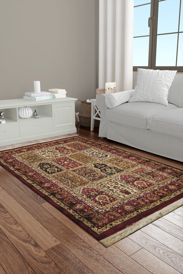 Classical and Traditional Design - 4.1 x 5.5 FT - Brown - Lotus Rug - Superior Elegant Rug for Living Room - V Surfaces