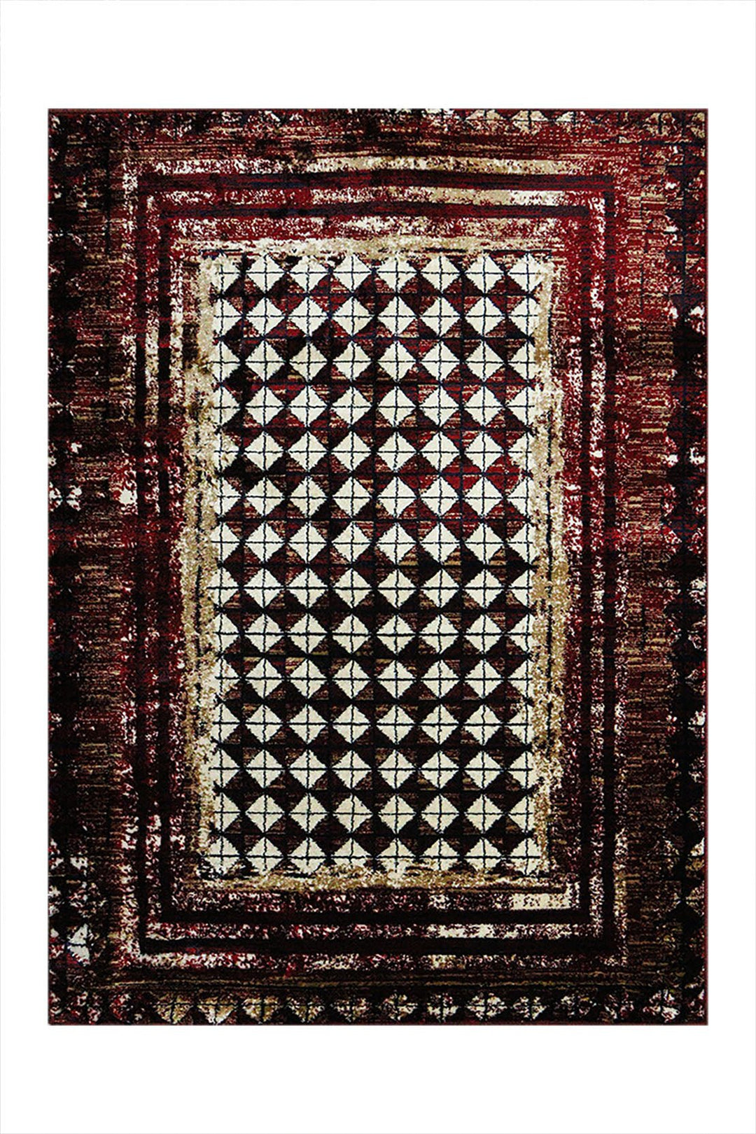 Classical and Traditional Design - 4.1 x 5.5 FT - Red and Cream - Indigo Rug - Superior Elegant Rug for Living Room - V Surfaces