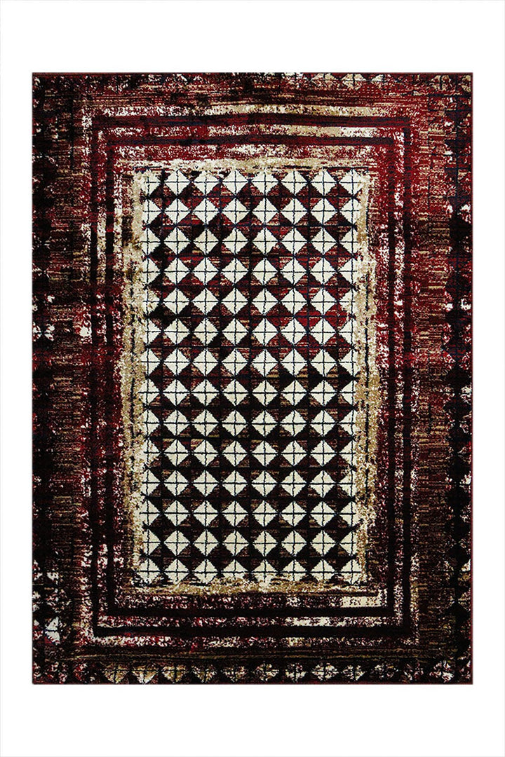 Classical and Traditional Design - 4.1 x 5.5 FT - Red and Cream - Indigo Rug - Superior Elegant Rug for Living Room - V Surfaces