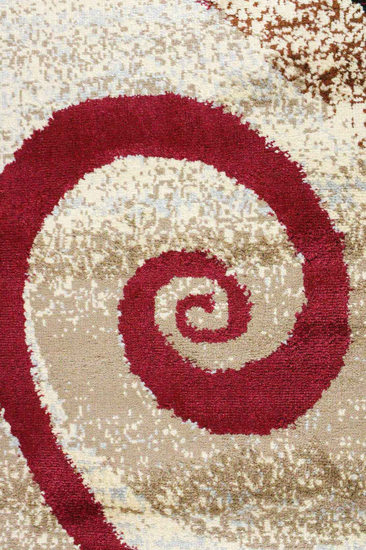 Classical and Traditional Design - 4.9 x 7.3 FT - Beige & Red - Indigo Rug - Superior Elegant Rug for Living Room - V Surfaces
